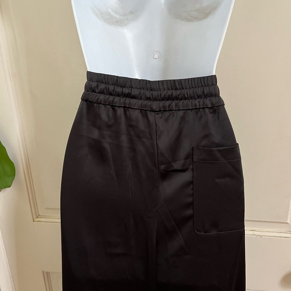 ELIE. ELIE TAHARI NWT! Black Satin Silky High Rise Drawstring Wide Leg Pants L - Picture 6 of 10